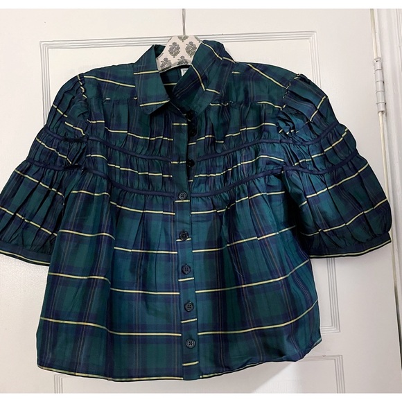 Anthropologie - The Leandra Taffeta Shirred Yoke Blouse by Maeve - Picture 4 of 6